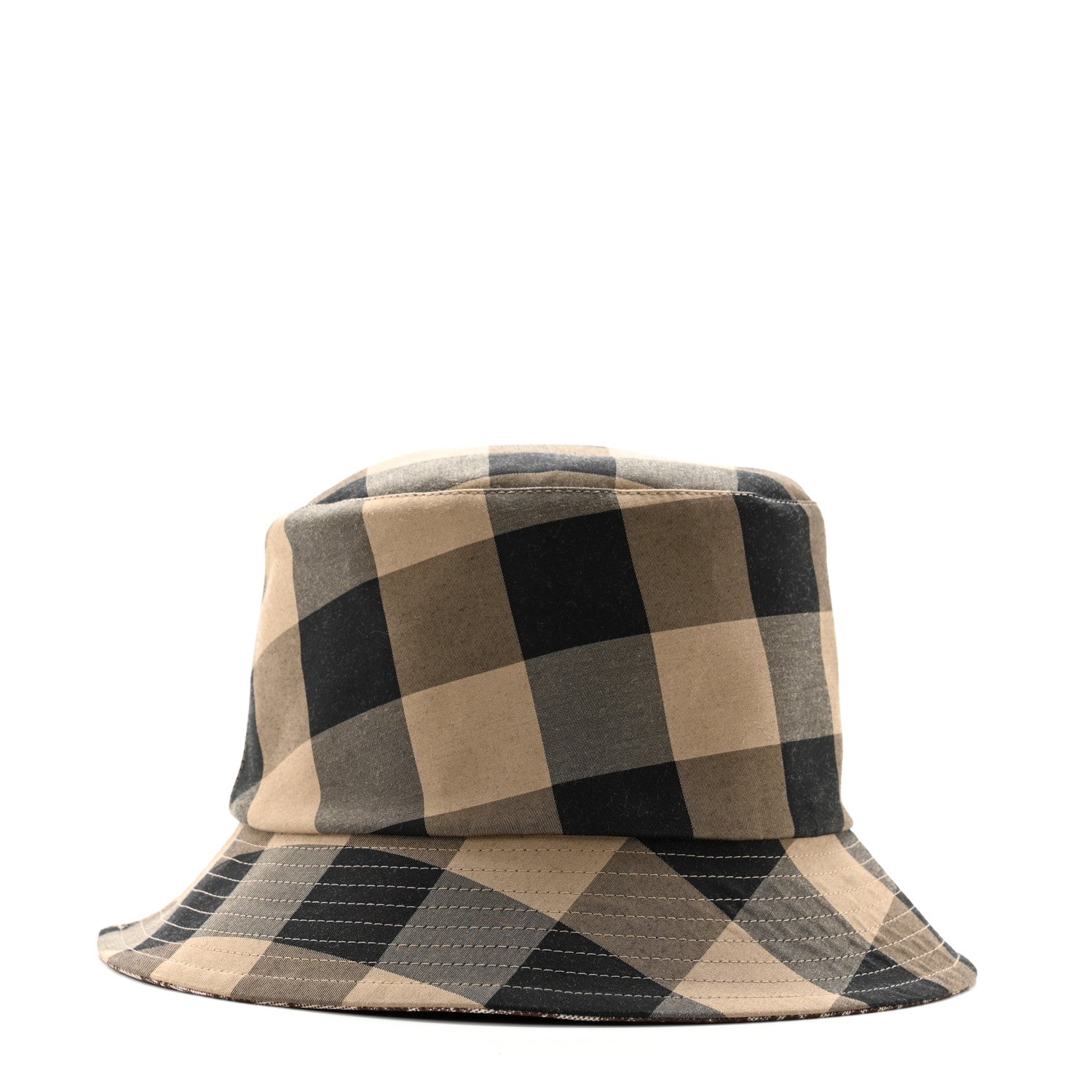 Christian Dior Polyester Cotton Gingham Oblique Reversible Bucket Hat 57 Beige 5 of 15