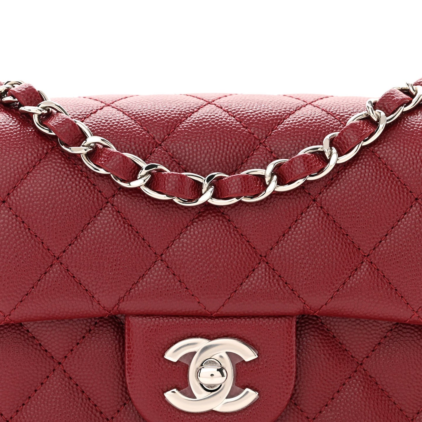Caviar Quilted Mini Rectangular Flap Burgundy