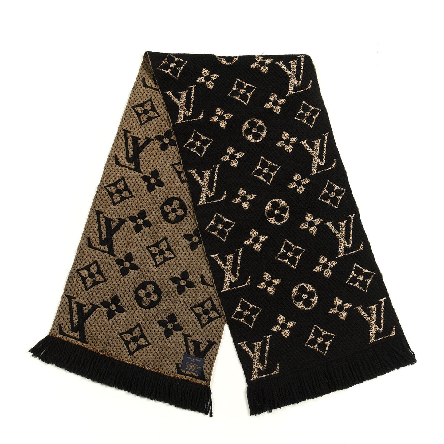 Wool Silk Monogram Giant Jungle Logomania Shine Scarf Black