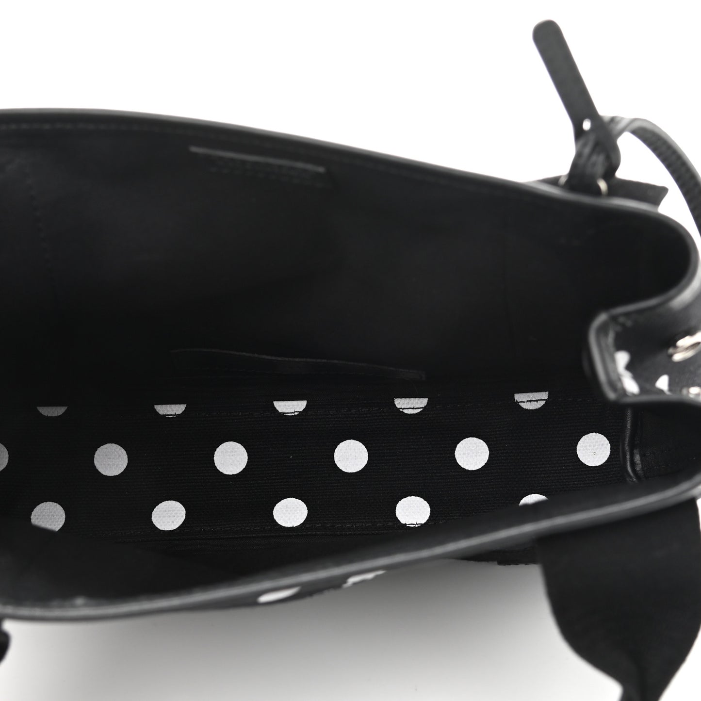 Cotton Canvas Polka Dot Navy Cabas XS Black White