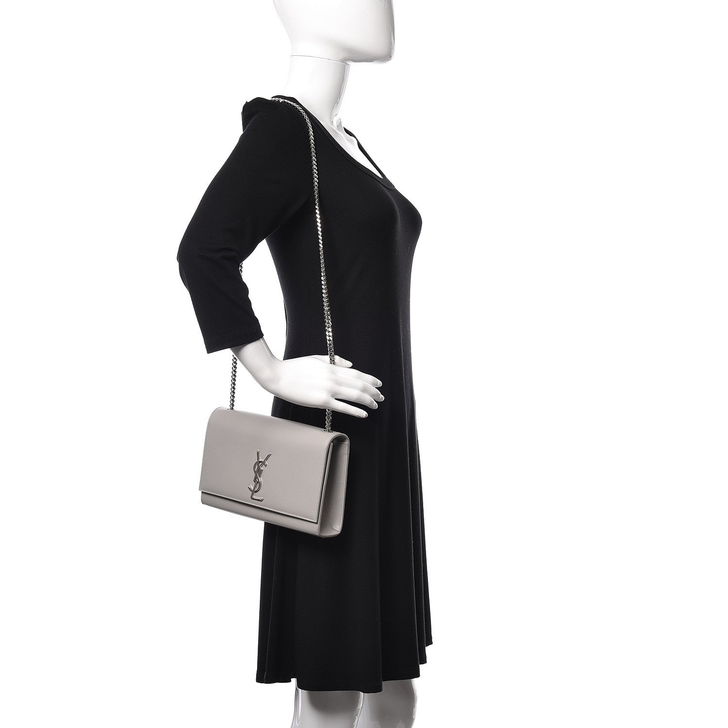 Saint Laurent Grain De Poudre Medium Classic Monogram Kate Satchel Souris 2 of 11