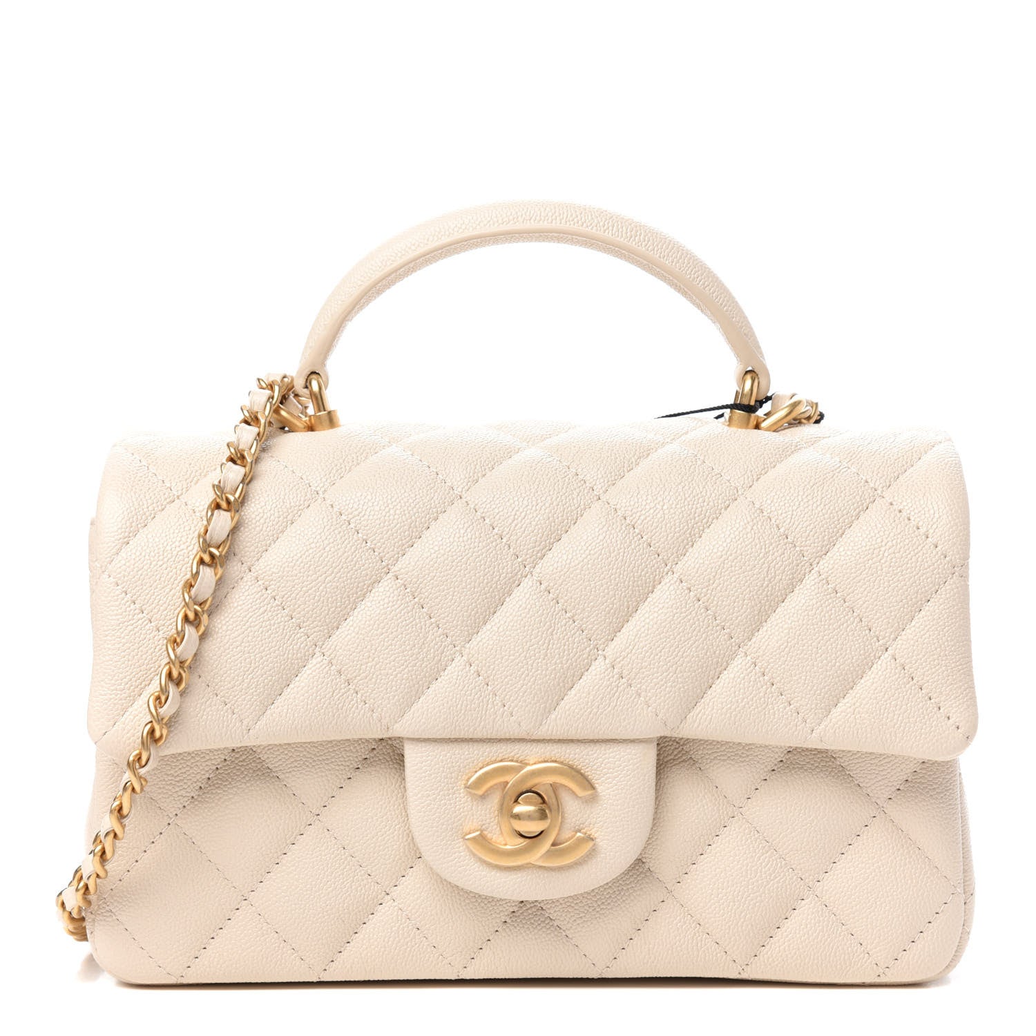 Chanel Caviar Quilted Mini Top Handle Rectangular Flap Beige 1 of 10