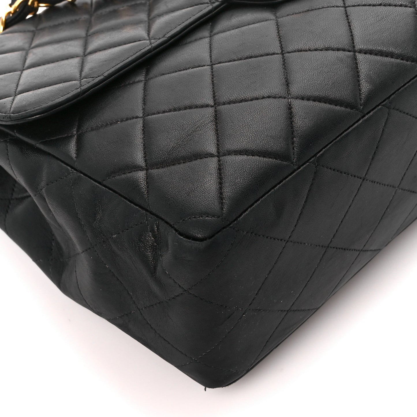 Lambskin Quilted Jumbo Single Flap Black