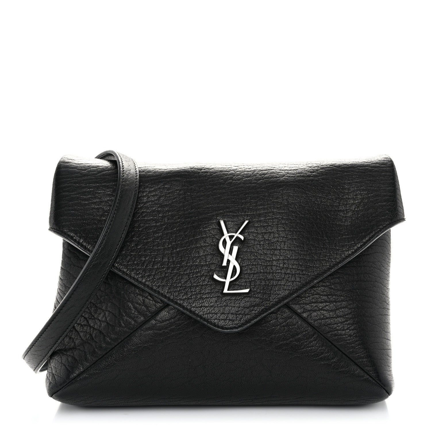 Saint Laurent Lambskin Cassandre Envelope Messenger Black 1580828
