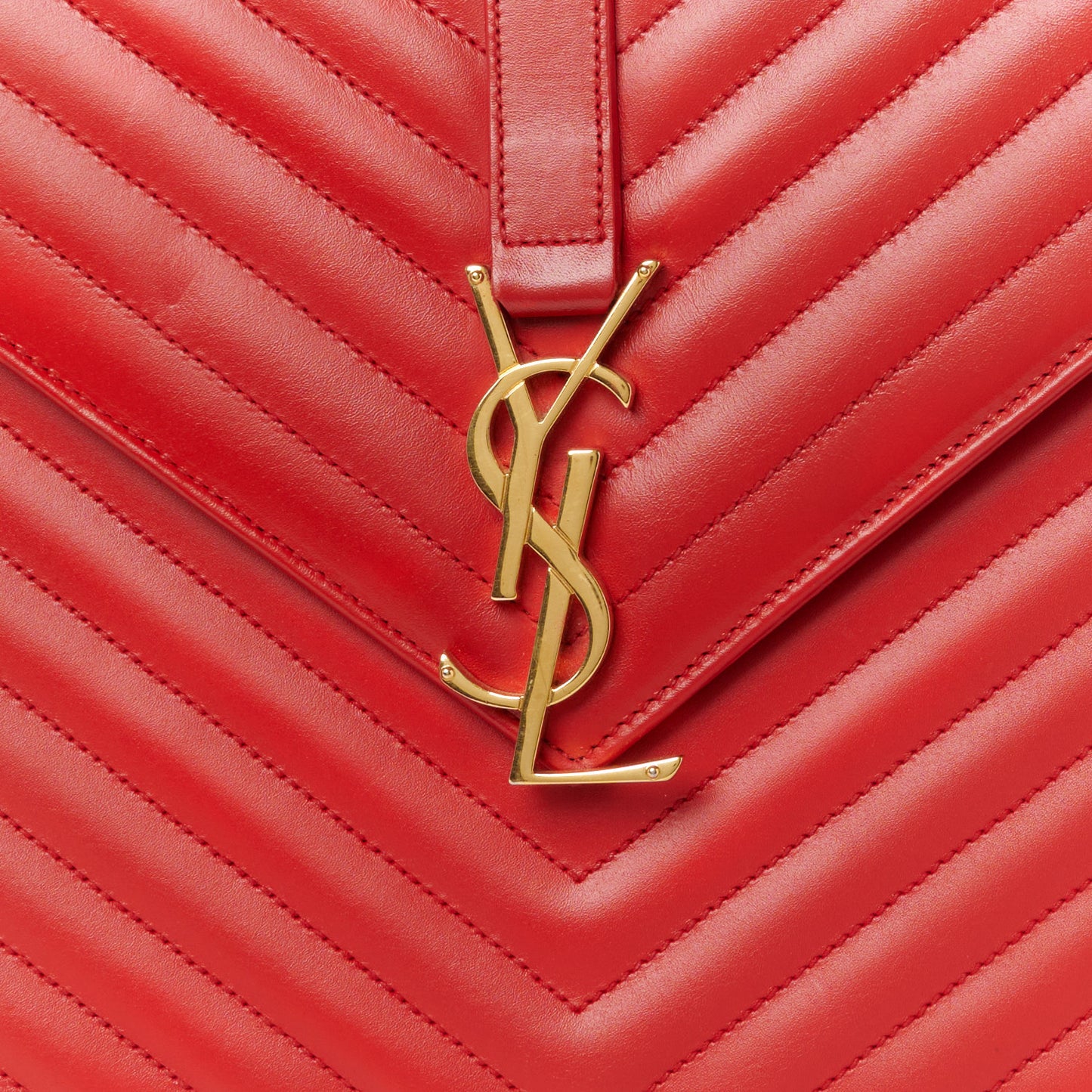 Grain De Poudre Matelasse Chevron Large Monogram Satchel Lipstick Red