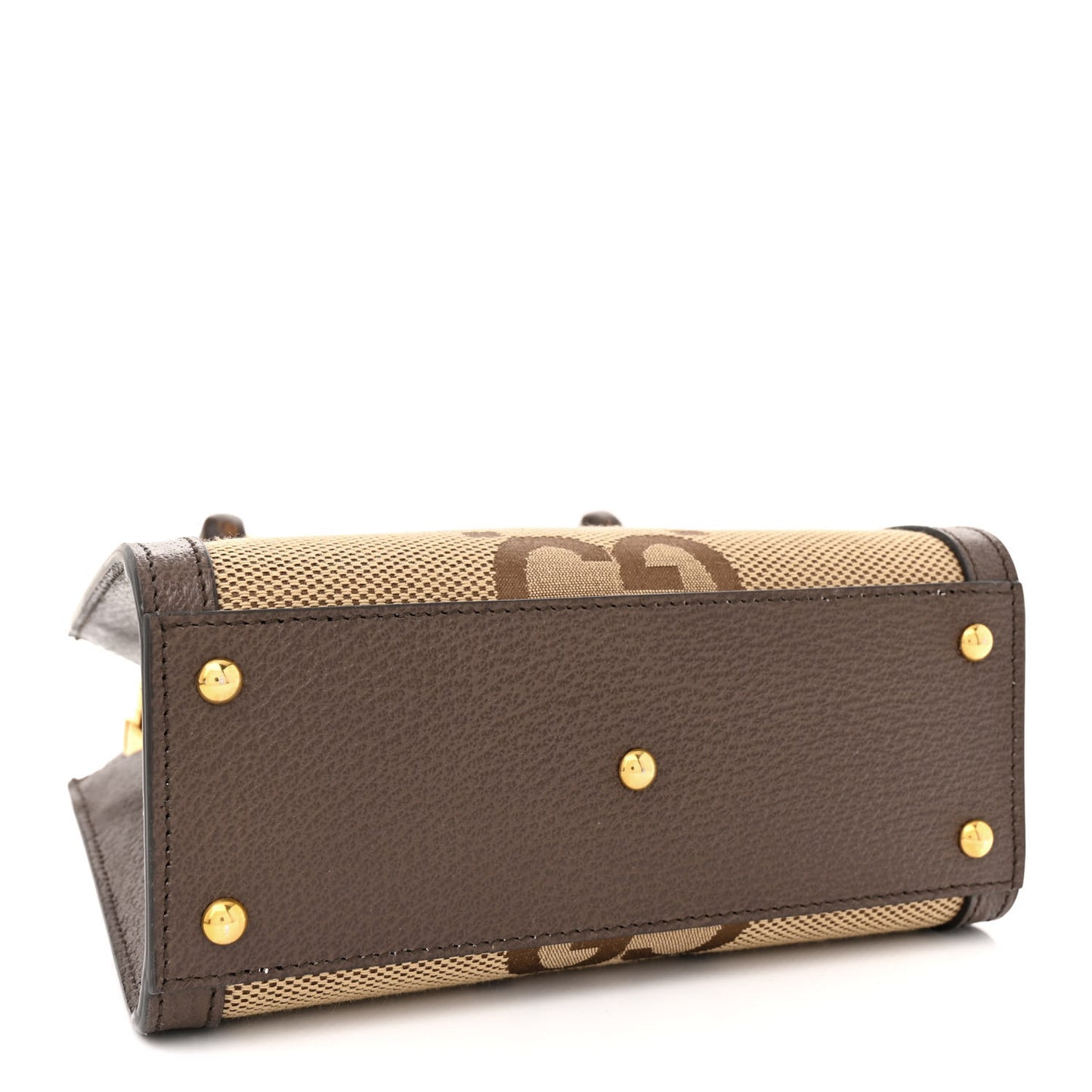 Monogram Jumbo GG Textured Dollar Calfskin Mini Diana Tote Bag Camel Ebony New Acero