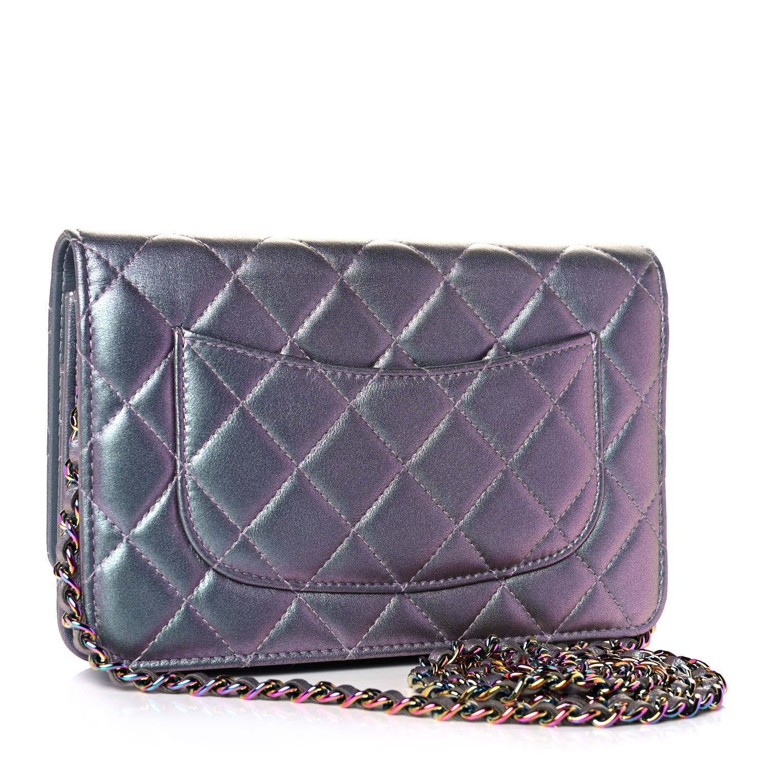 Chanel Iridescent Lambskin Quilted Reissue Wallet On Chain WOC Light Purple 3 of 10