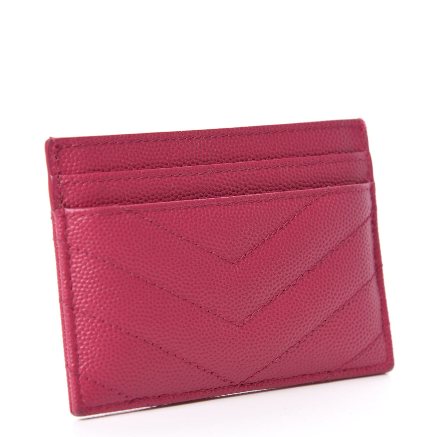 Grain De Poudre Matelasse Chevron Monogram Credit Card Case Fresh Fuxia