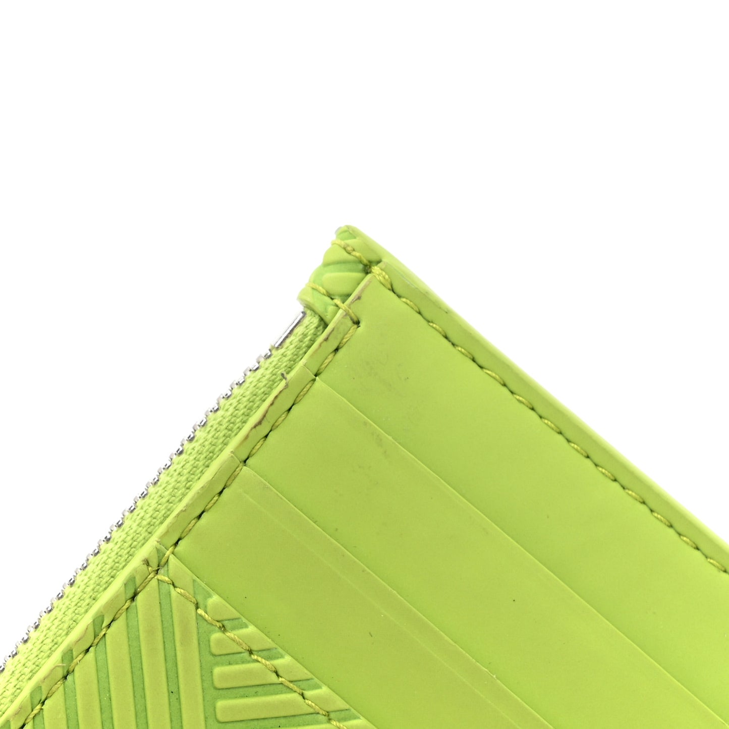 Nappa Embossed Intrecciato Zipped Card Case Kiwi