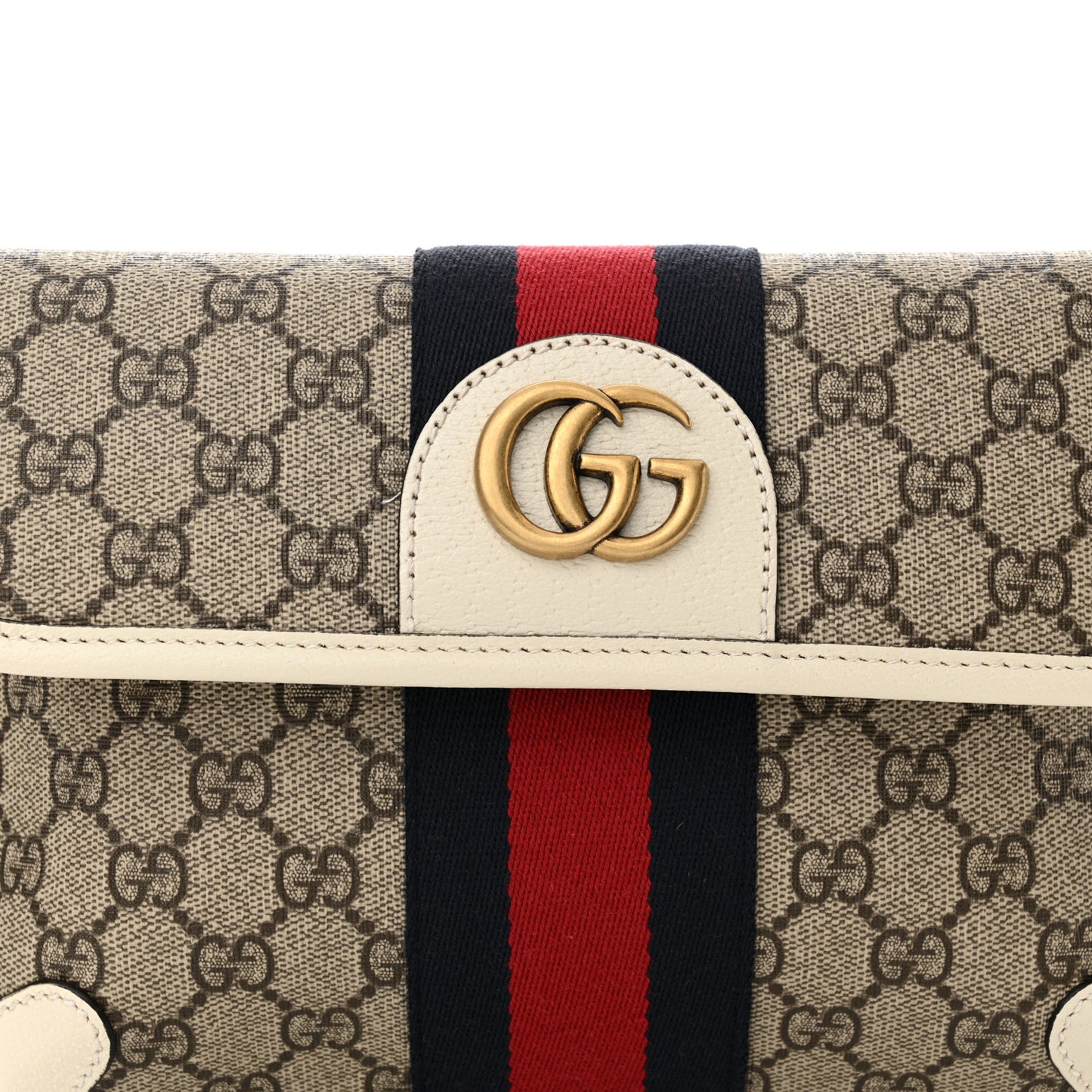 GG Supreme Monogram Web Small Ophidia Belt Bag Beige Ebony White