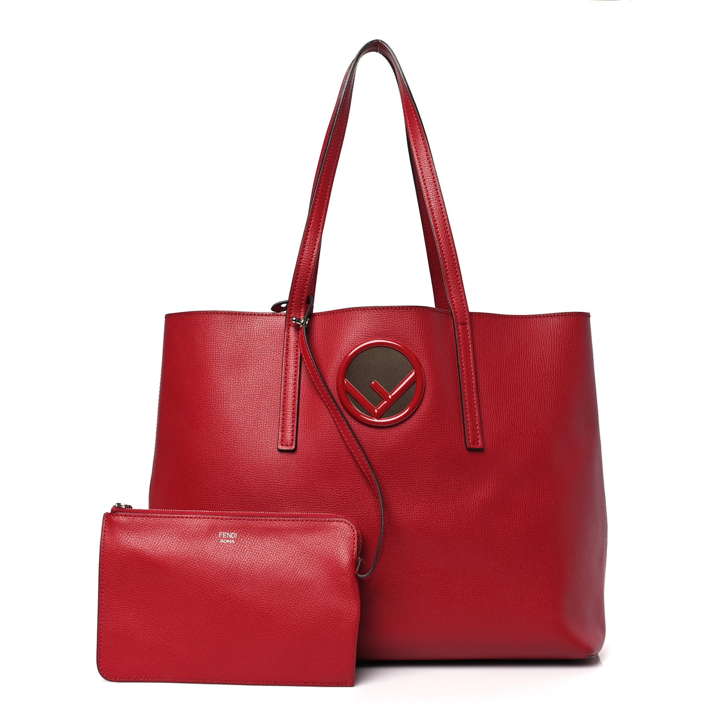 Vitello Vienna Enamel F is Fendi Shopping Tote Fiamma Taupe