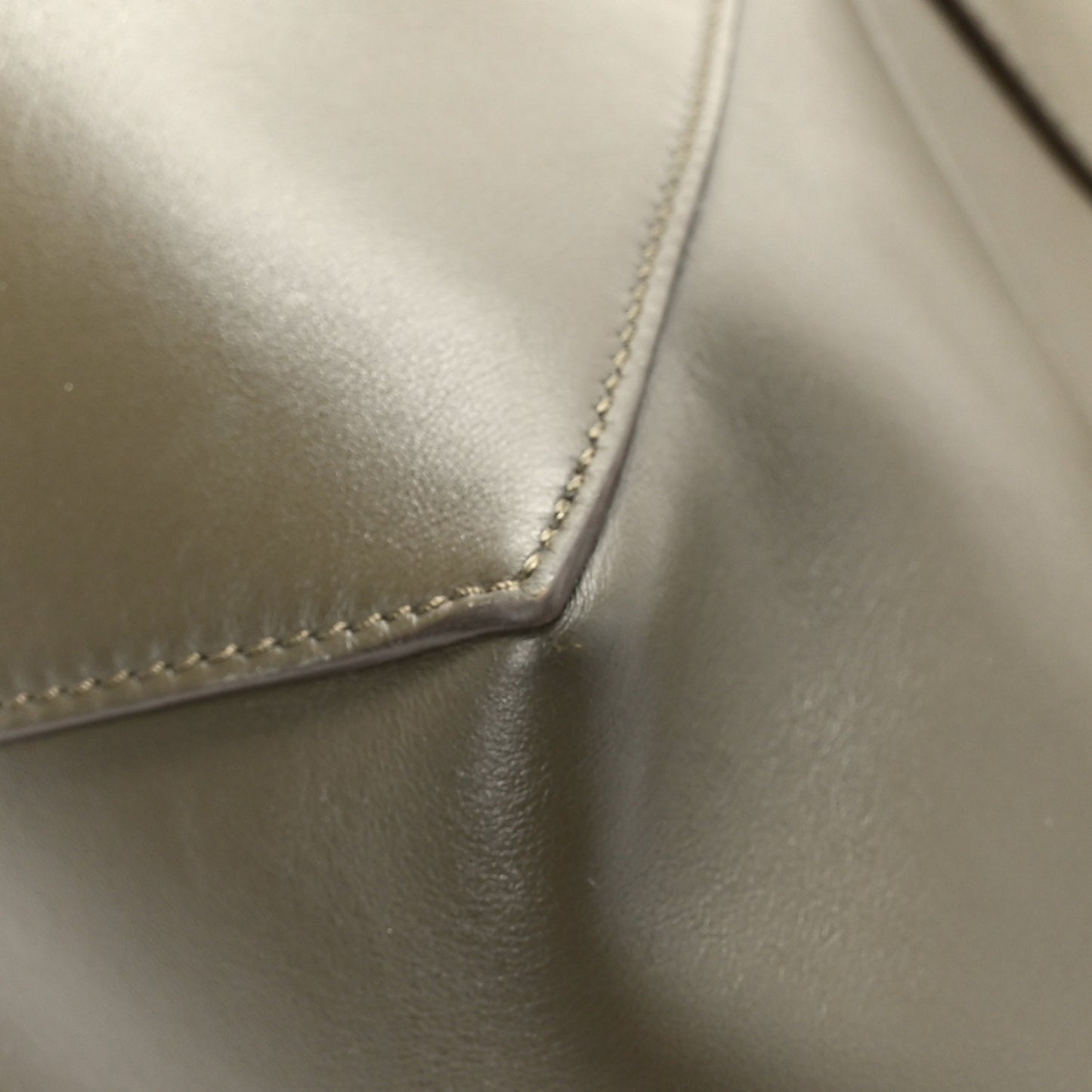 Shiny Calfskin Medium Puzzle Fold Tote Dark Khaki Green