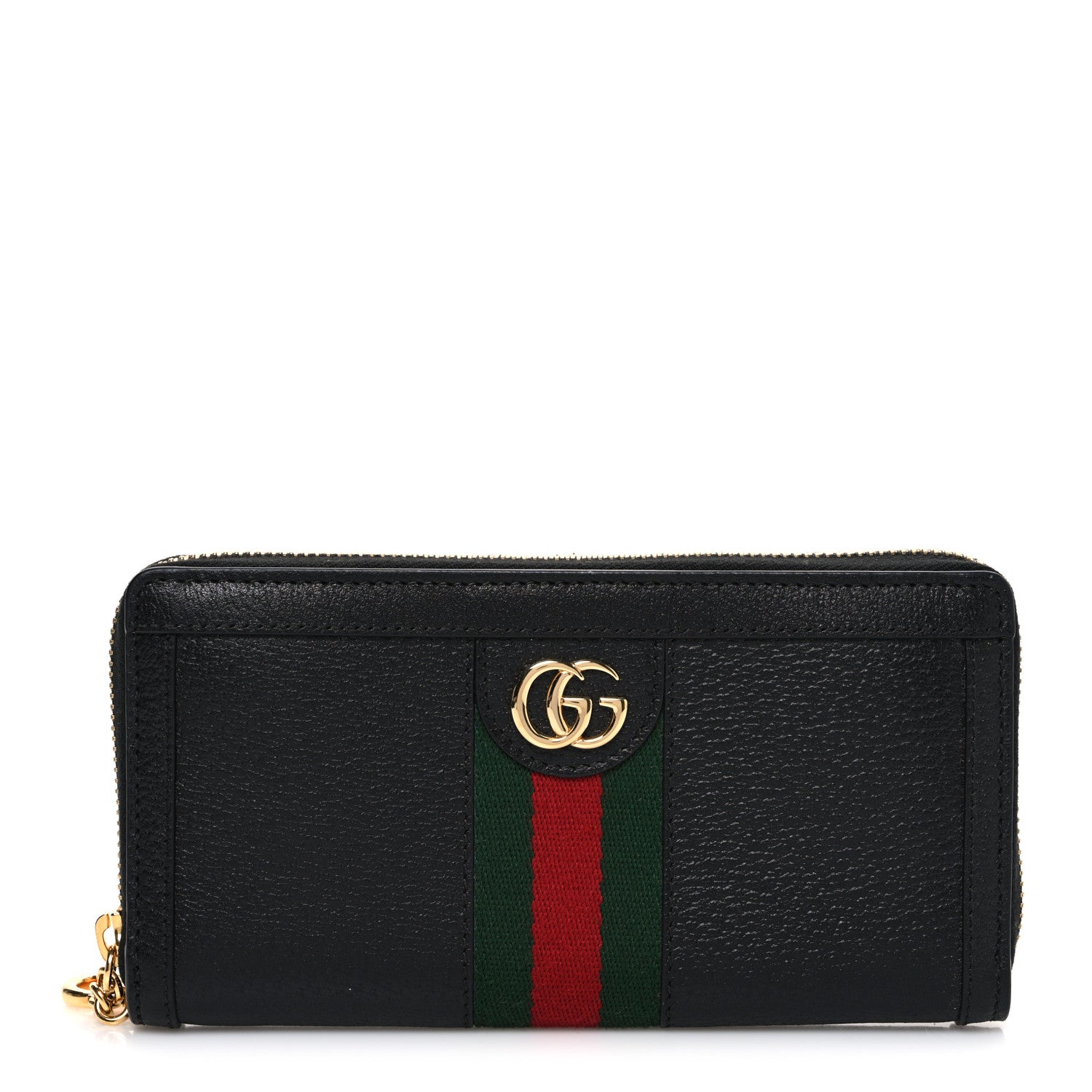 Gucci Calfskin Web Ophidia Zip Around Wallet Black 1884664