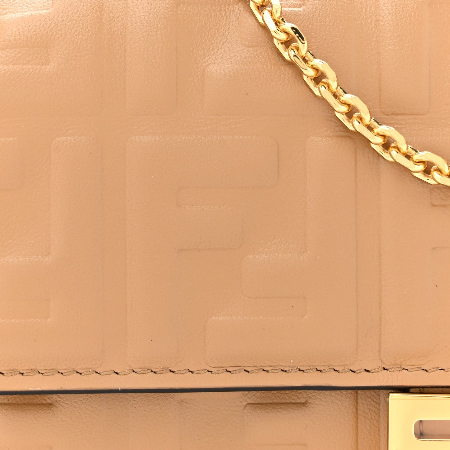 Nappa Matisse FF Embossed Continental Wallet On Chain Miele Scuro