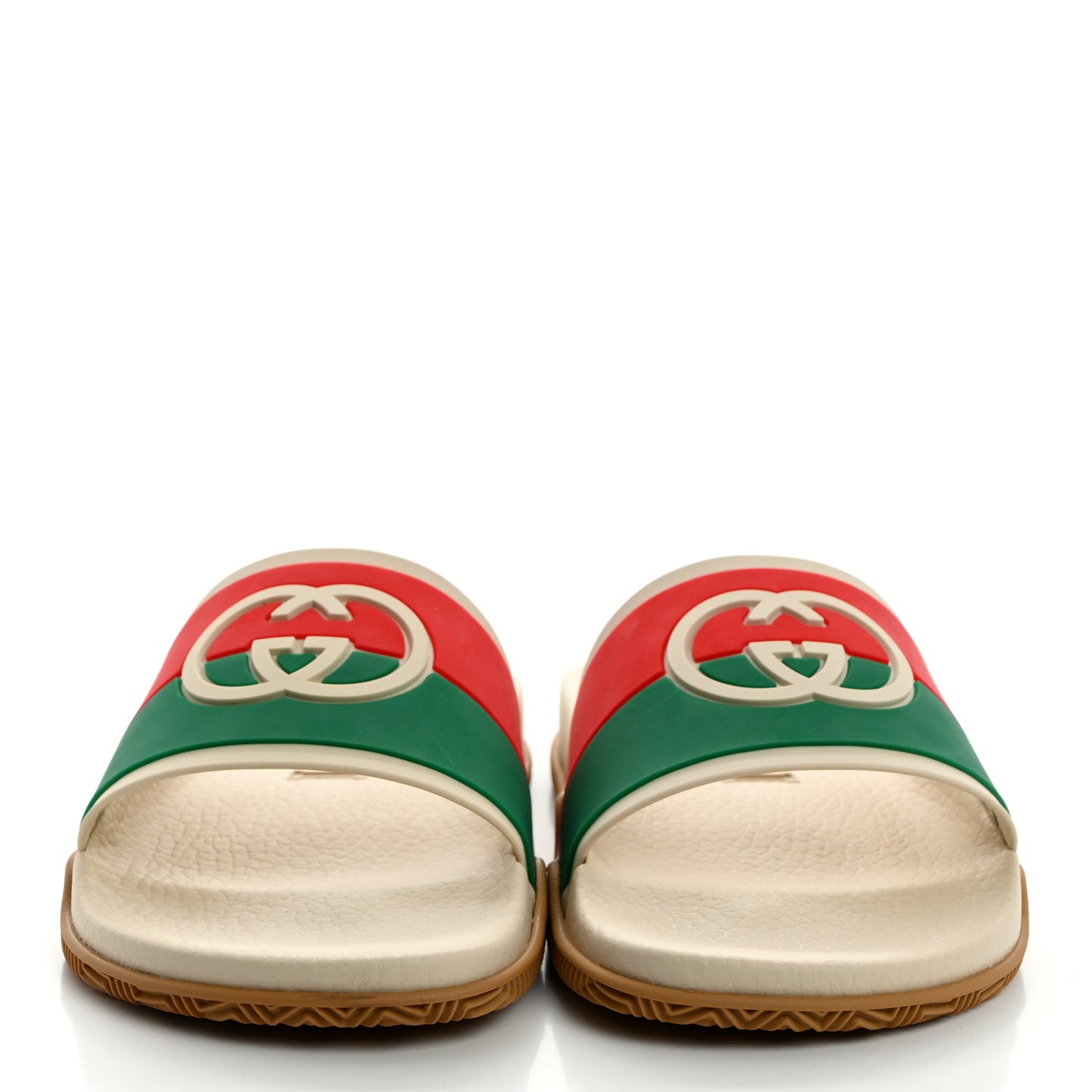 Rubber Web Womens Interlocking G Slide Sandals 37 Mystic White Green Red