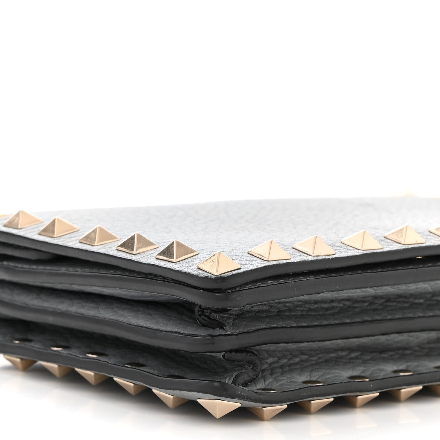 Valentino Garavani Pebbled Calfskin Rockstud Wallet on Chain Pastel Grey 10 of 12
