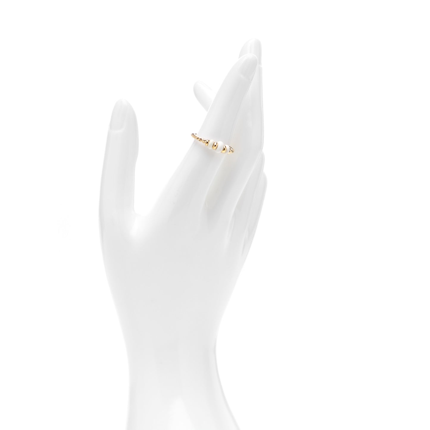 18K Yellow Gold White Agate Rio Rondelle Ring 54 7