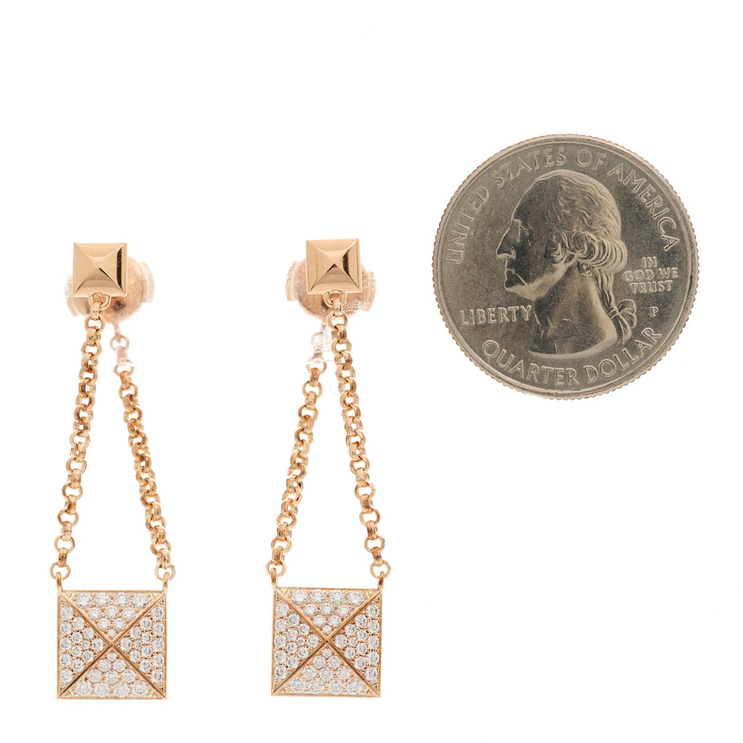 18K Rose Gold Diamond Clou d'H Dangle Earrings