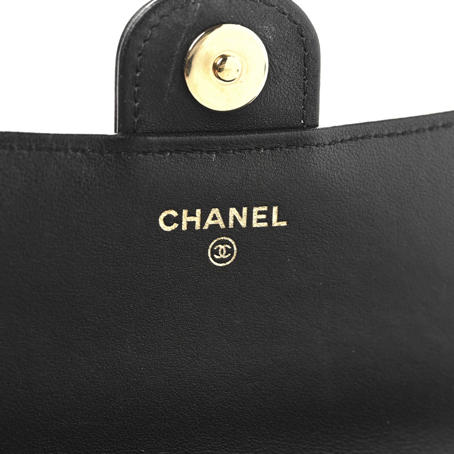 Lambskin Quilted Flap Phone Holder With Chain Black