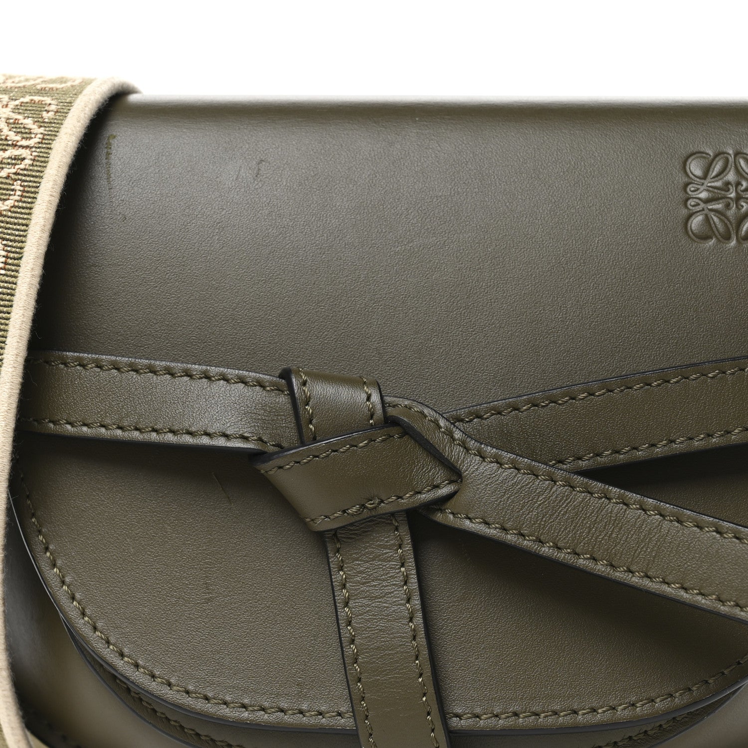 Loewe Calfskin Jacquard Mini Gate Dual Bag Autumn Green 8 of 10