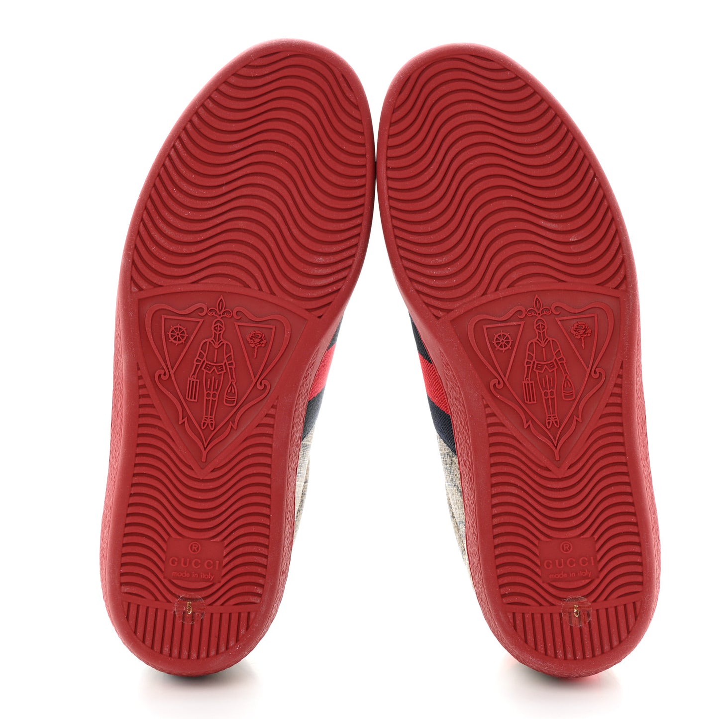 GG Supreme Monogram Ayers Mens New Ace Low-Top Sneaker 5 Blue Red