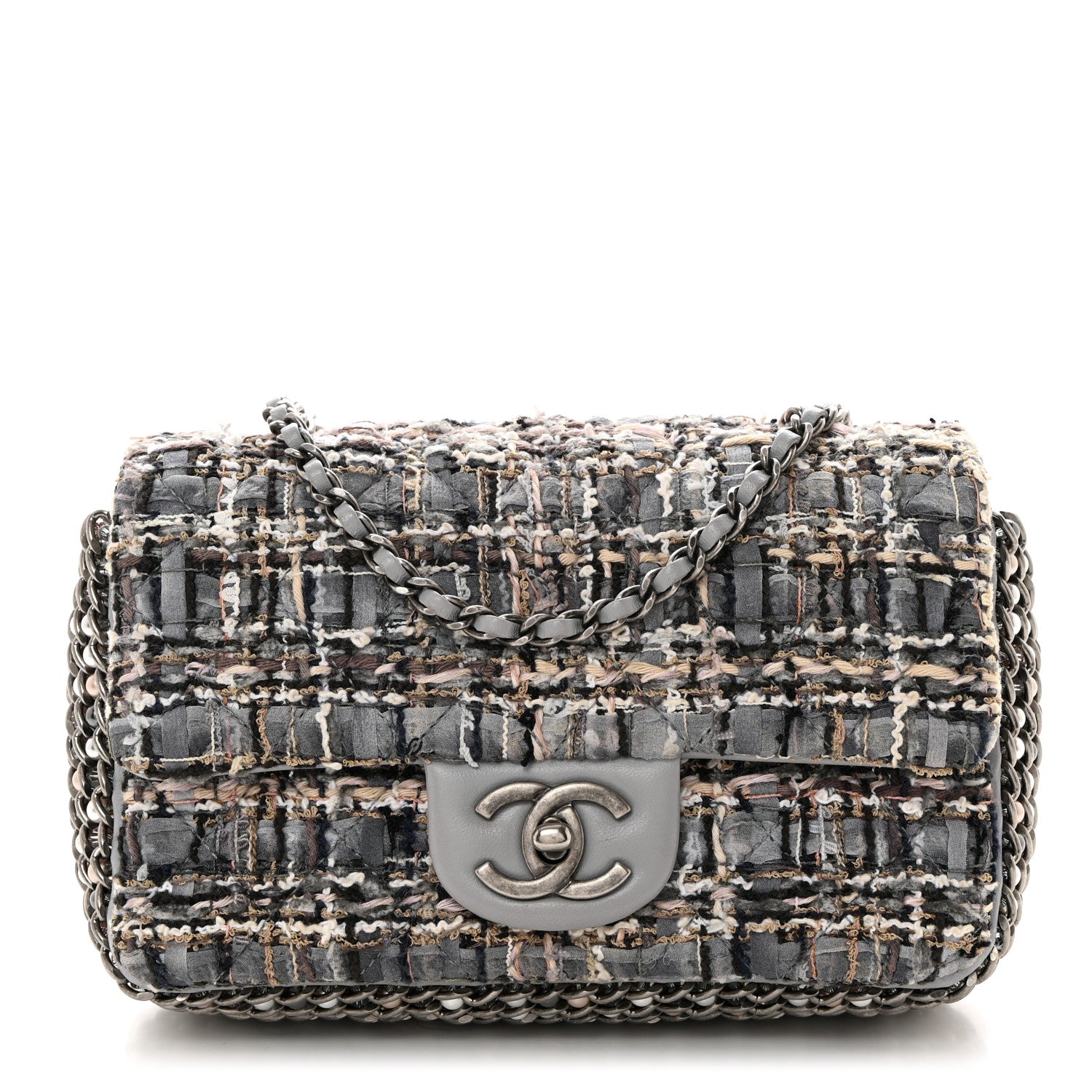 ひ*み様 ‎♡CHANEL♡ グレー キルティング バッグ✨美品✨ Chanel Tweed Quilted Mini Side Pearl Flap Bag Grey 1564156