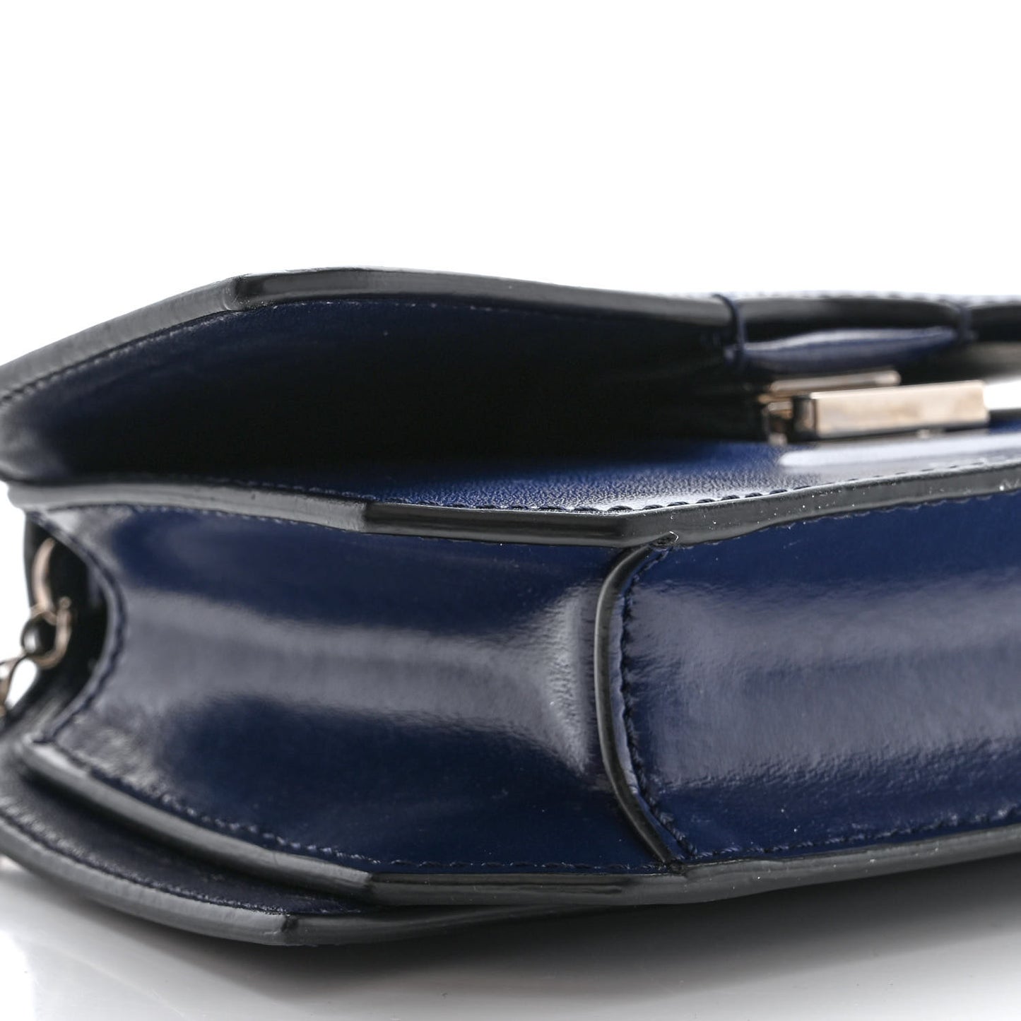 Calfskin Bow Cut Chain Wallet Navy