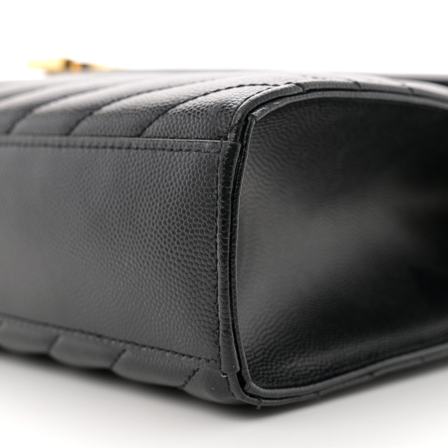 Saint Laurent Grain De Poudre Matelasse Chevron Large Monogram Satchel Black 10 of 11