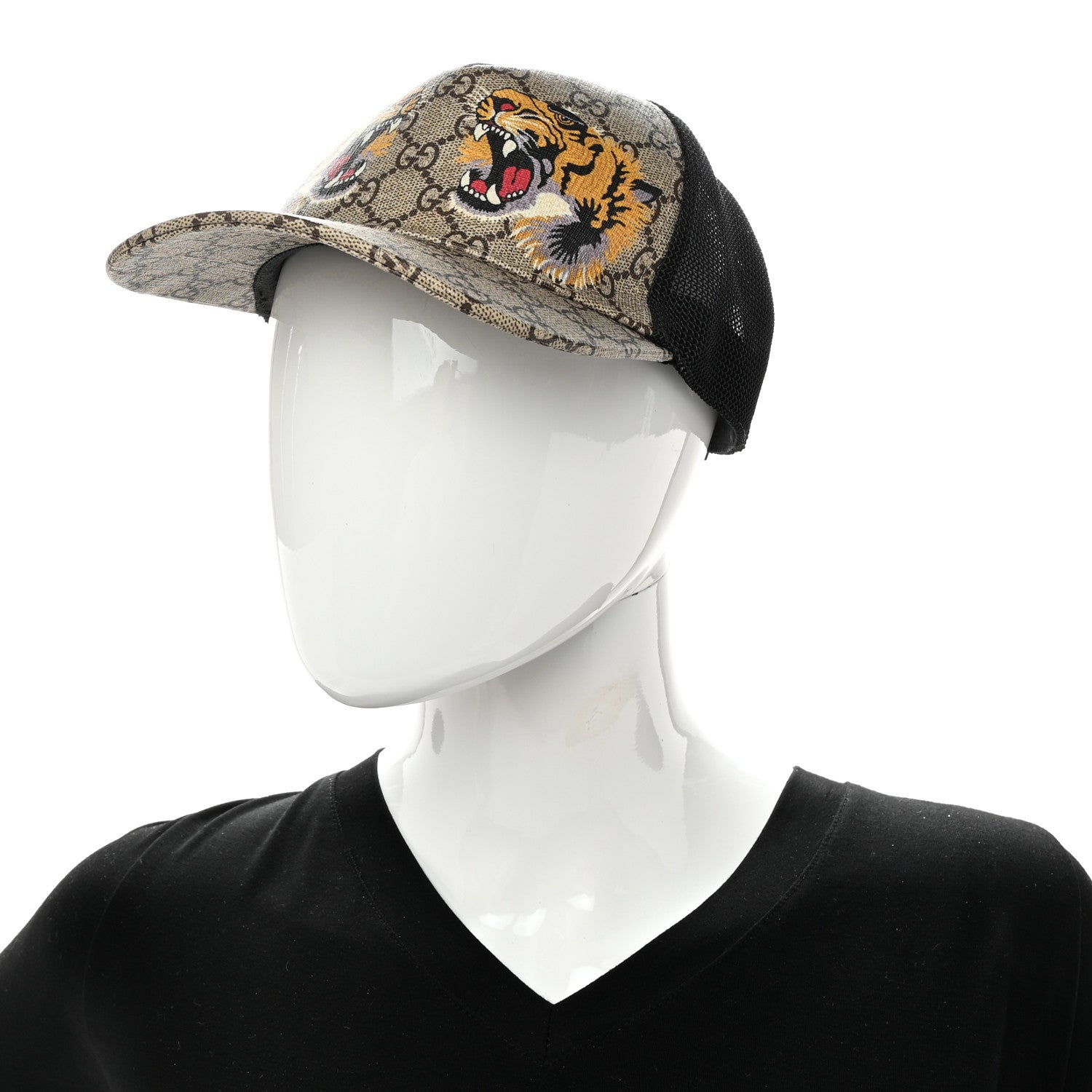 Gucci GG Supreme Monogram Tiger Print Baseball Hat M 58 Beige 2 of 10