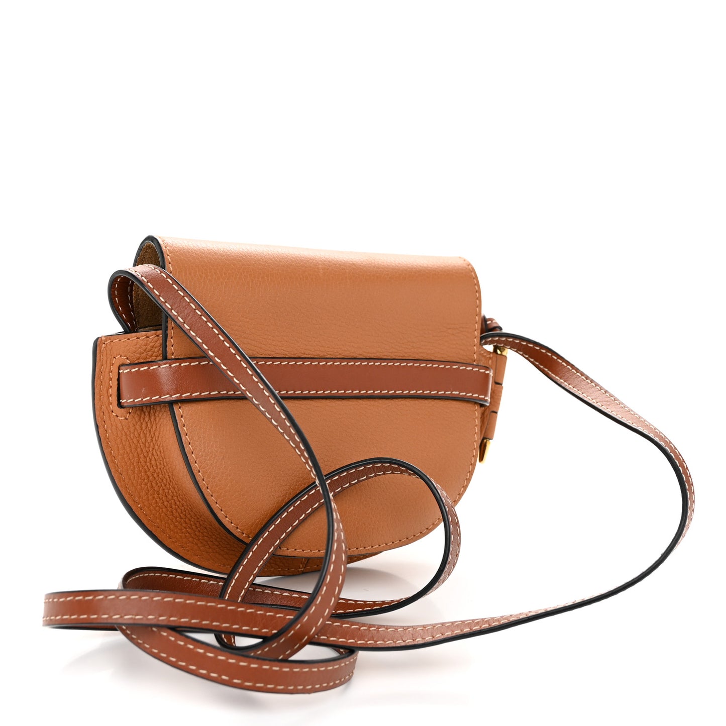 Grained Calfskin Mini Gate Crossbody Bag Caramel Pecan