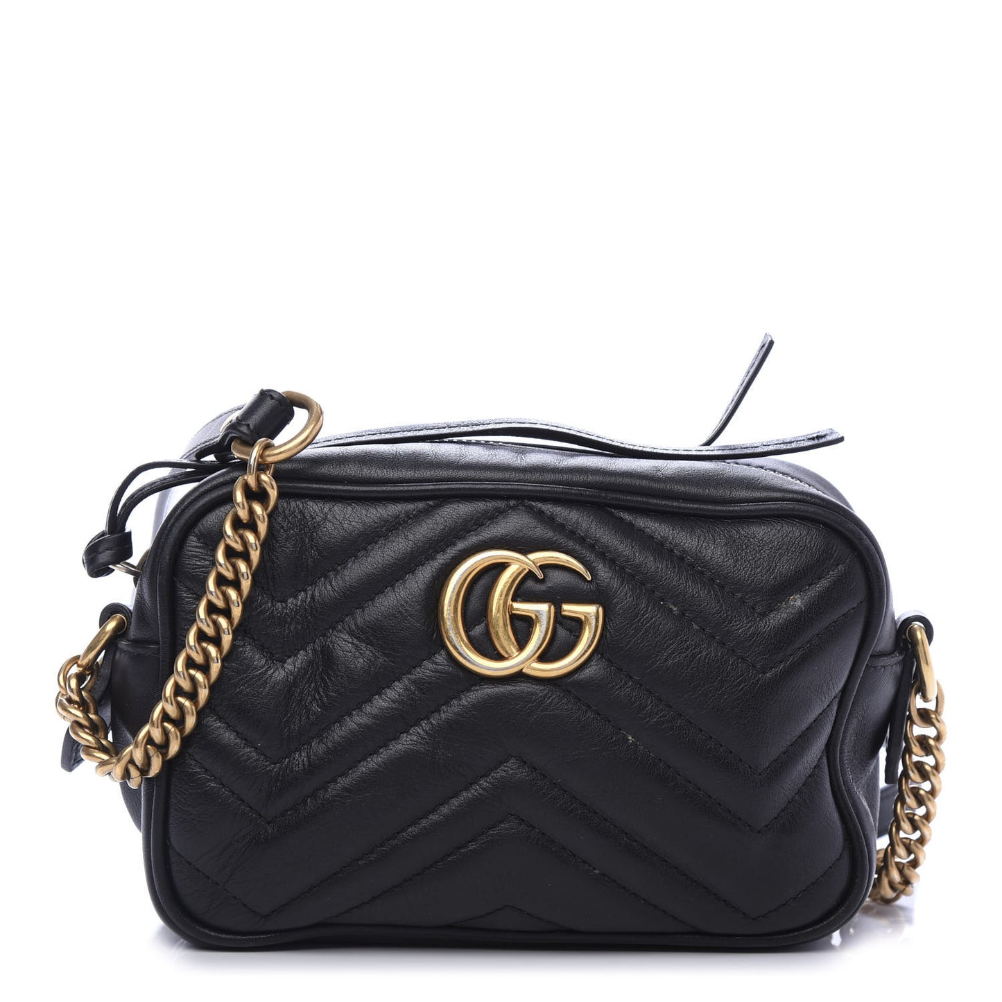 Calfskin Matelasse Mini GG Marmont Chain Shoulder Bag Black