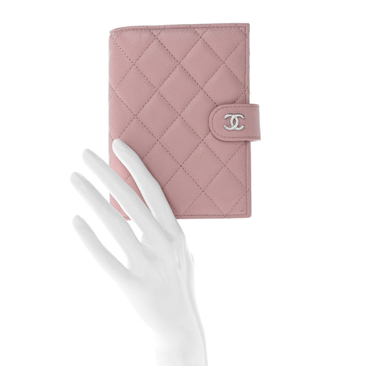 Caviar Quilted Passport Holder Light Pink