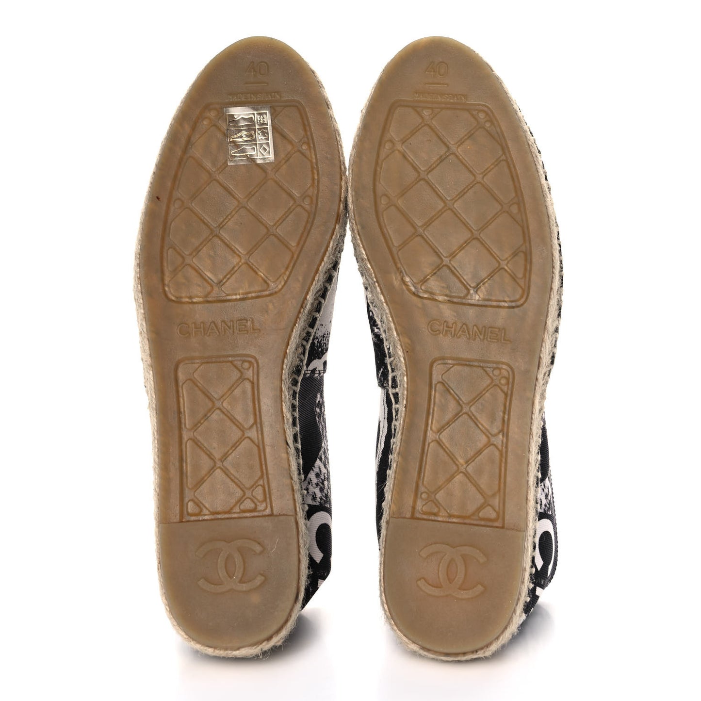 Printed Canvas Grosgrain 31 Rue Cambon Espadrilles 40 Black White