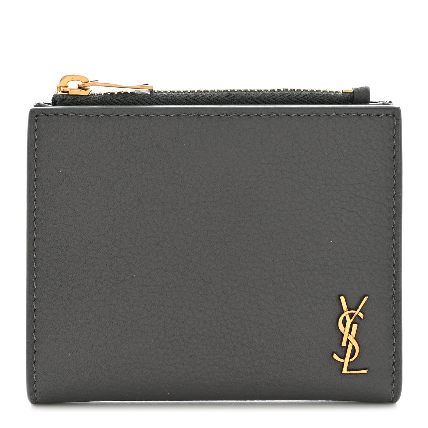 Calfskin Compact Zip Wallet Storm