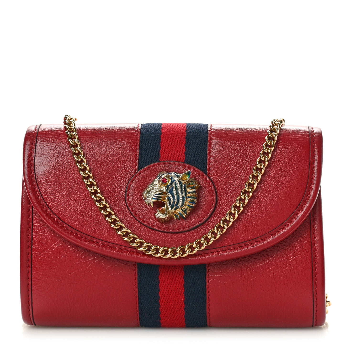 Textured Calfskin Web Mini Rajah Slim Flap Shoulder Bag Romantic Cherry
