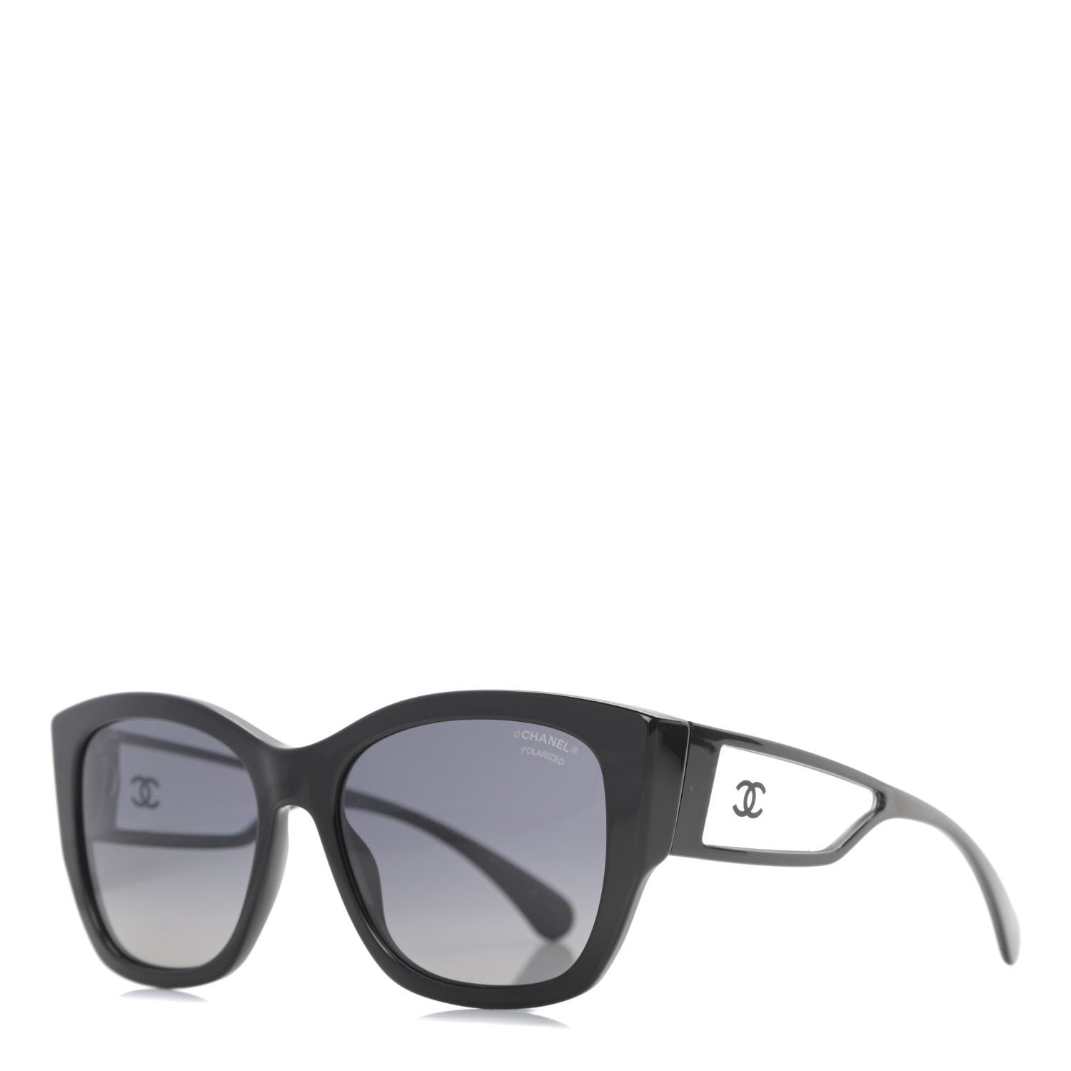Chanel Acetate 18K White Gold Polarized Butterfly Sunglasses  display picture 1
