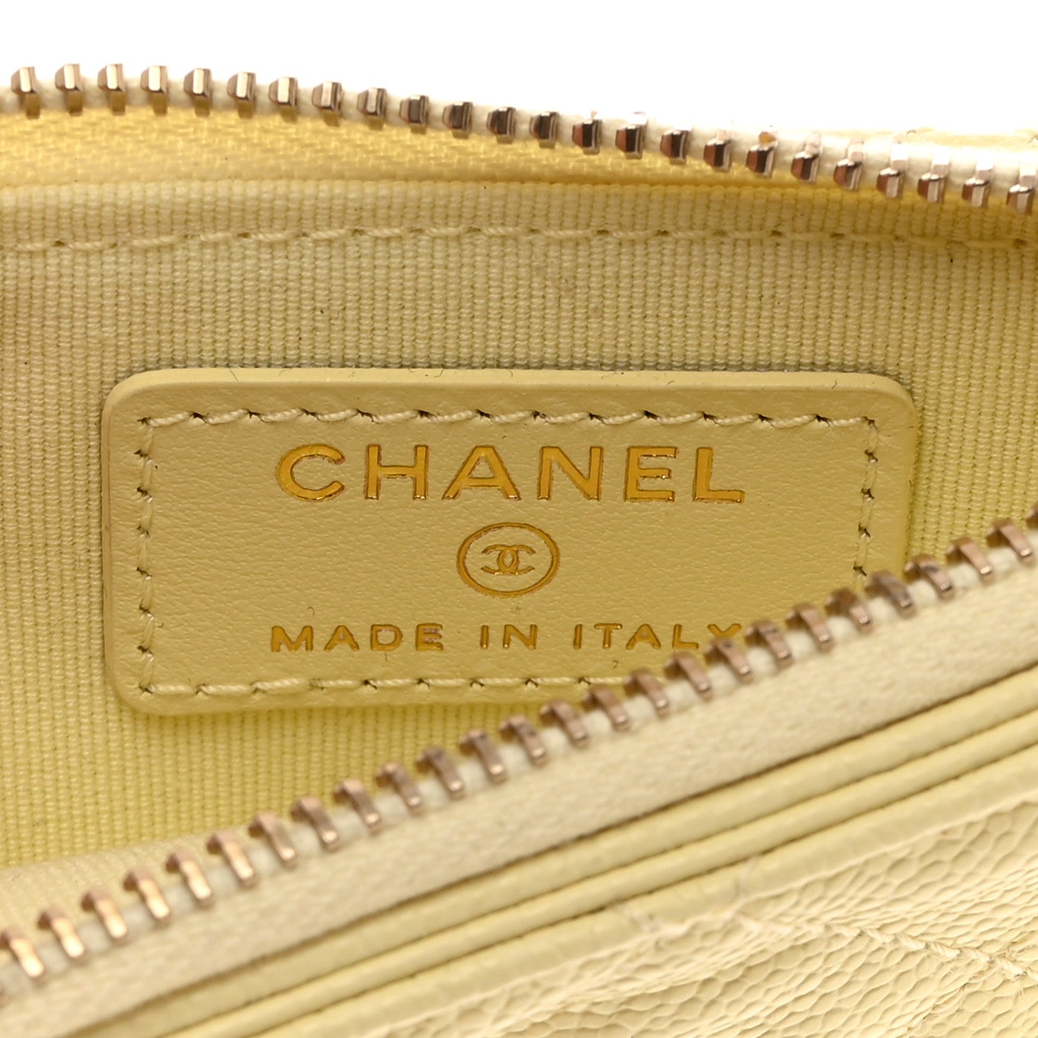 Chanel Caviar Quilted Flap Zip Card Holder Light Yellow 6 of 8