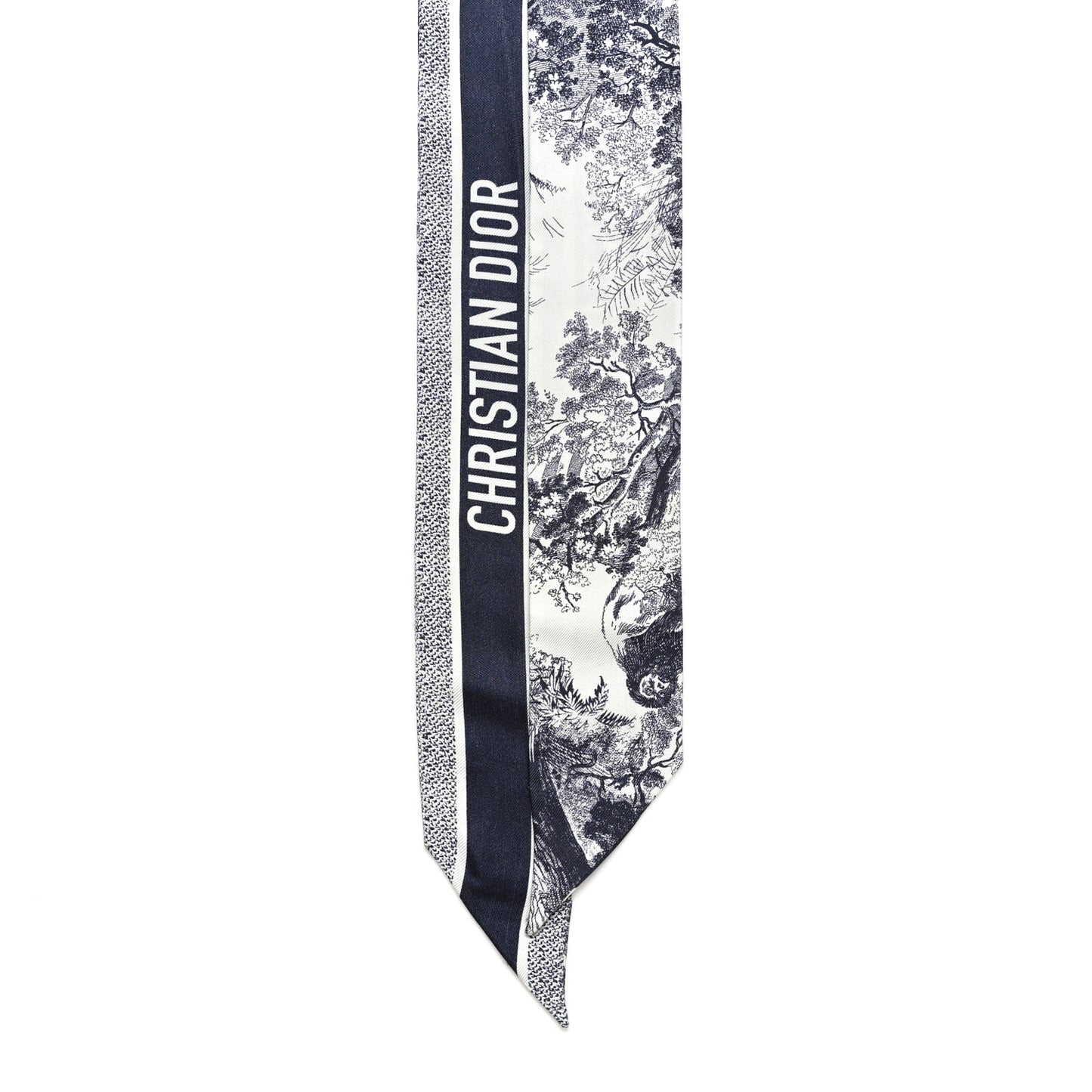 Silk Toile De Jouy Reverse Capri Mitzah Scarf Navy Blue