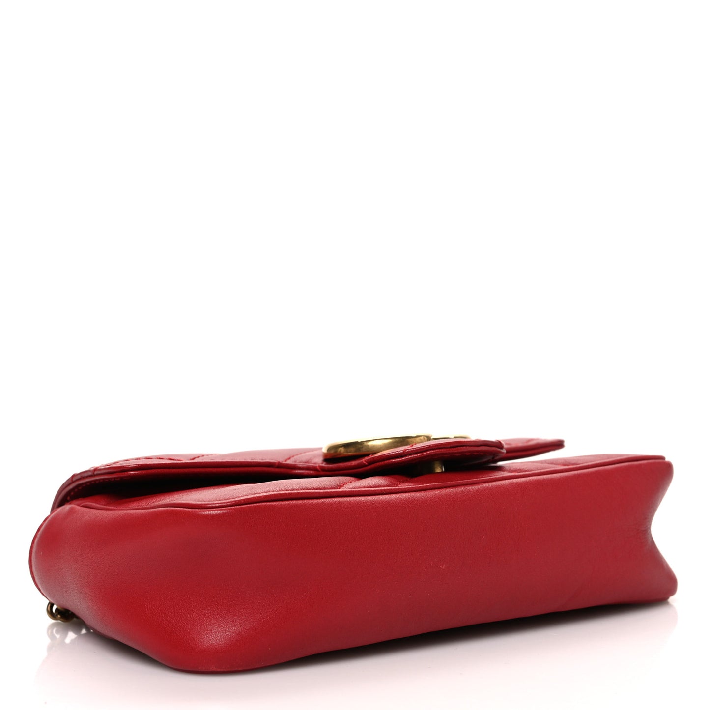 Calfskin Matelasse Super Mini GG Marmont Shoulder Bag Hibiscus Red
