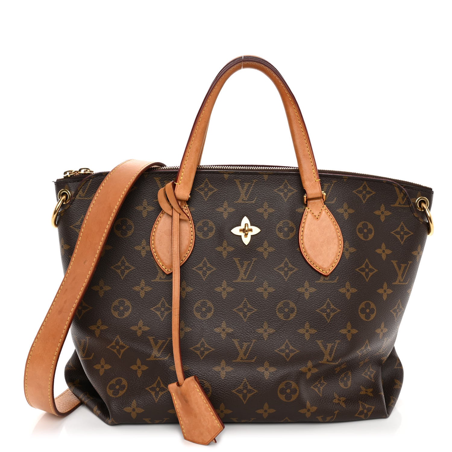 Louis Vuitton LOUIS VUITTON Monogram Flower Zipped Tote MM Beige 1 of 11