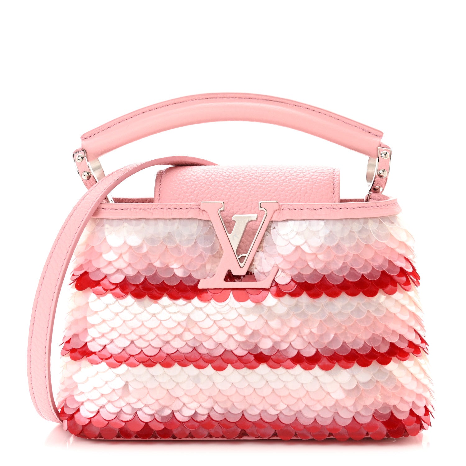 Louis Vuitton Sequins Metallic Taurillon Capucines Mini Pink