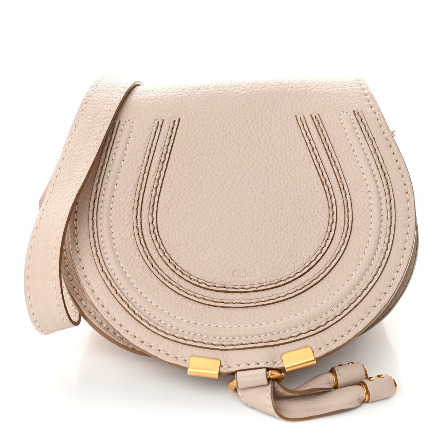 Calfskin Mini Marcie Round Crossbody Bag Blush Nude