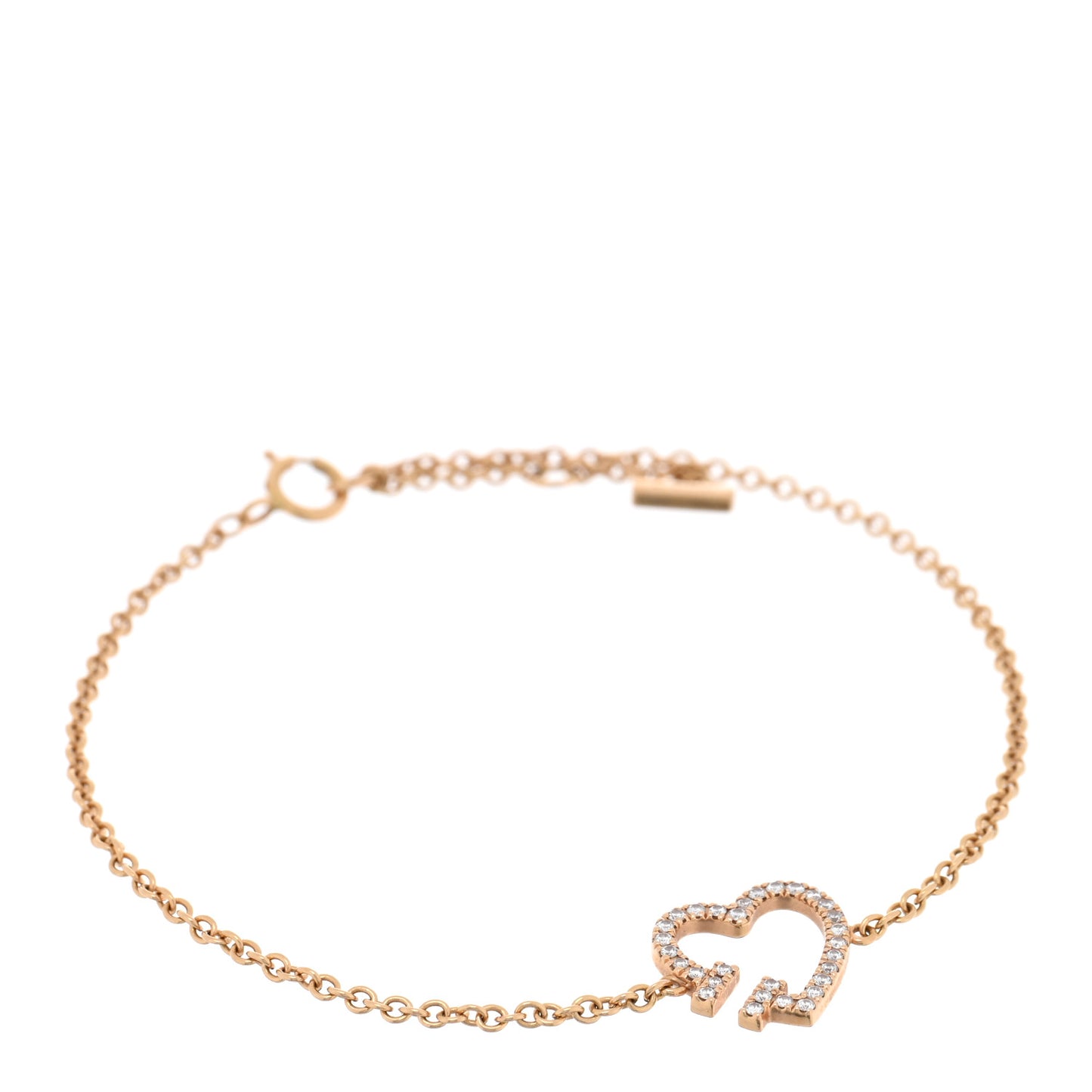 18K Rose Gold Diamond T Heart Bracelet