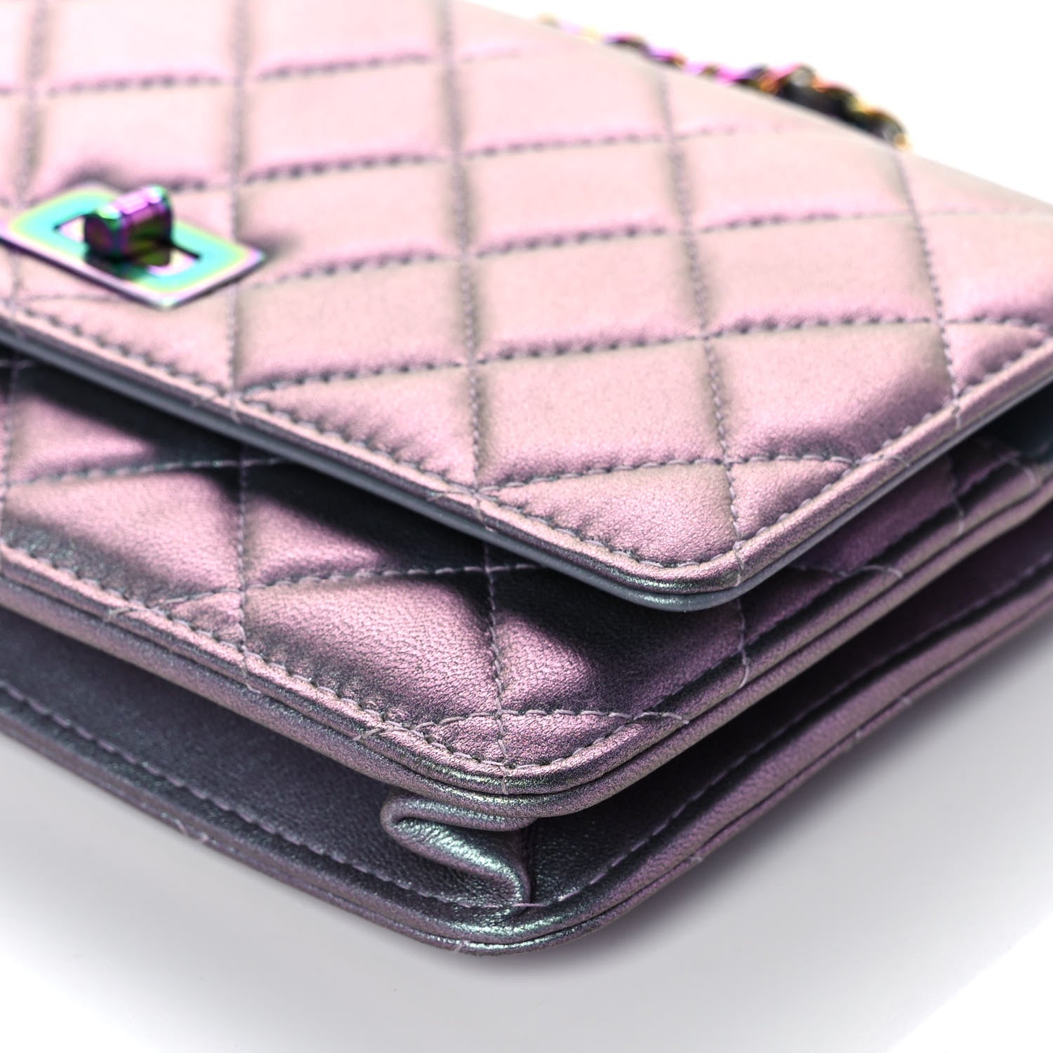 Chanel Iridescent Lambskin Quilted Reissue Wallet On Chain WOC Light Purple 10 of 10