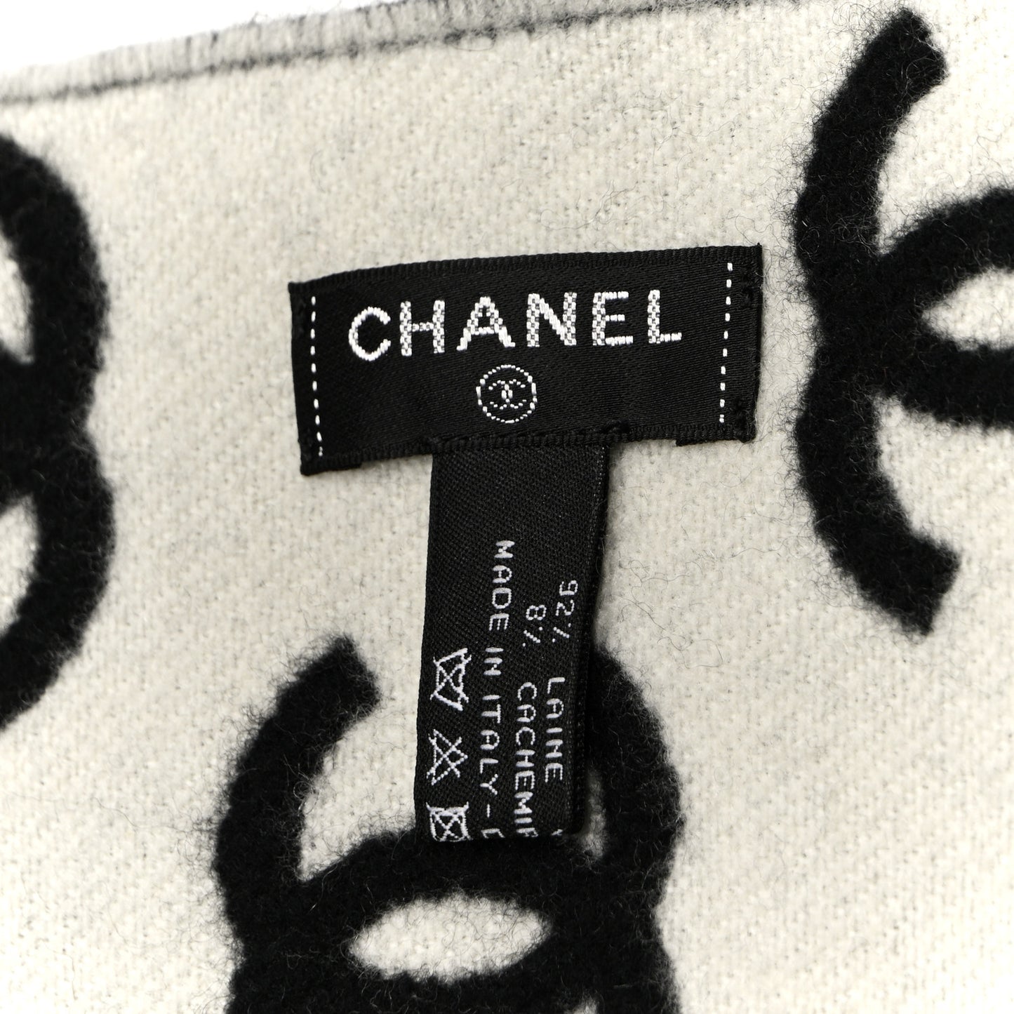 Wool Cashmere CC Scarf Black White