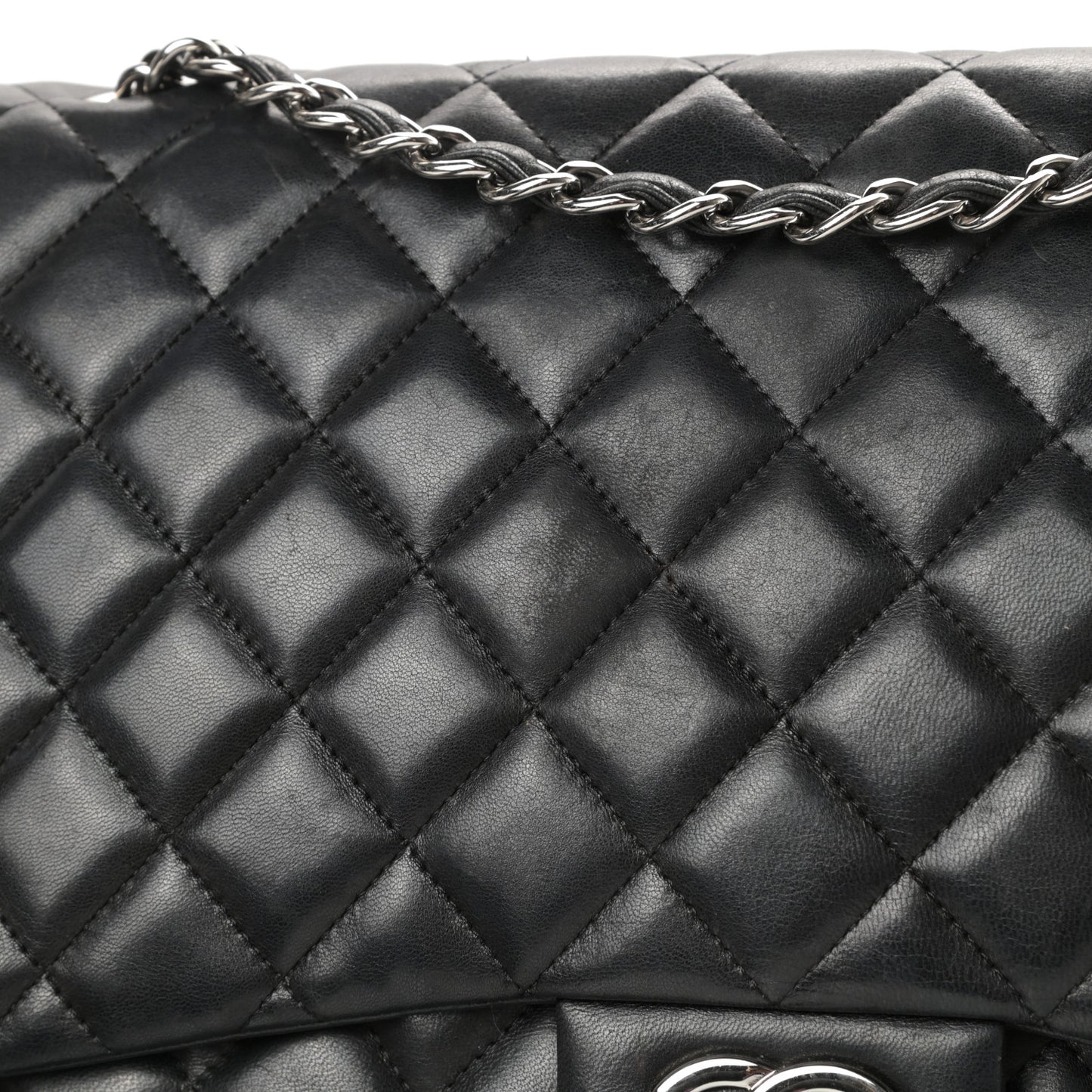 Lambskin Quilted Maxi Double Flap Black