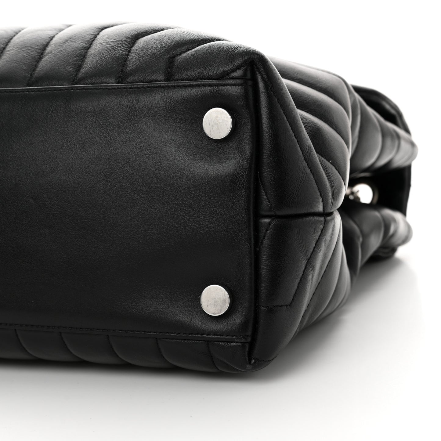 Calfskin Y Quilted Monogram Large Loulou Chain Satchel Black