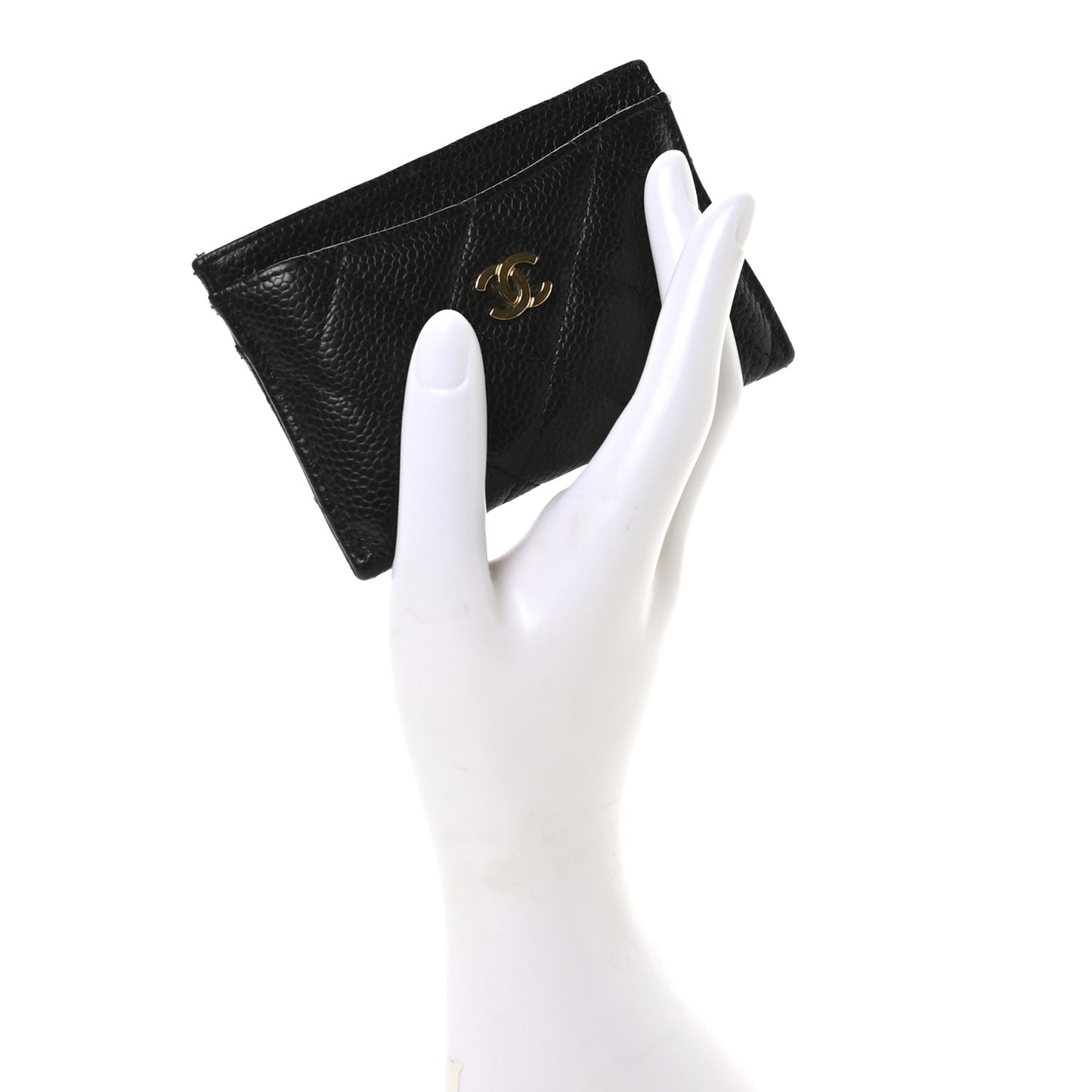 Caviar Quilted Card Holder Black
