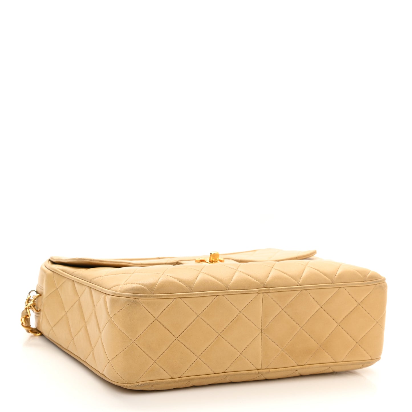 Lambskin Quilted Flap Camera Case Beige Clair