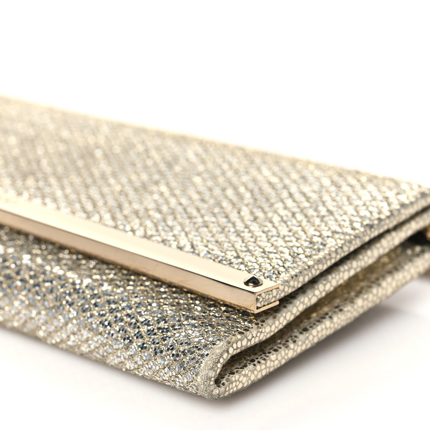 Glitter Fabric Milla Chain Wallet Champagne
